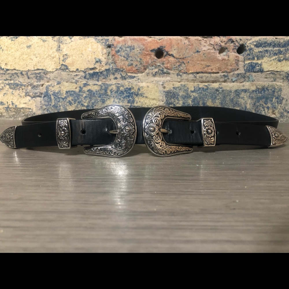 Buckled Black Leather Belt
